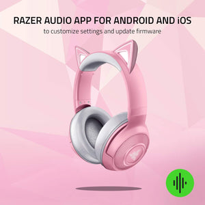 Razer - Kraken Kitty Chroma RGB Wireless Bluetooth Gaming Headset for Mobile and PC - Rose Quartz