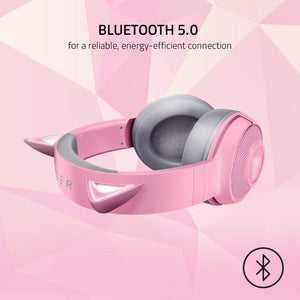 Razer - Kraken Kitty Chroma RGB Wireless Bluetooth Gaming Headset for Mobile and PC - Rose Quartz