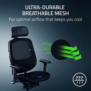 Razer - Fujin Pro Fully Adjustable Mesh Gaming Chair - Black