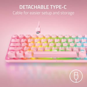 Razer - Huntsman Mini 60% Wired Clicky Optical Switch Gaming Keyboard - Quartz Edition