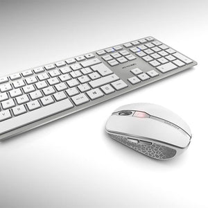 Cherry - DW 9100 Slim Full Size Wireless Keyboard and Mouse Bundle - White/Silver