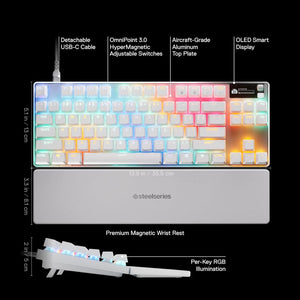 SteelSeries - Apex Pro TKL Gen 3 Wired OmniPoint Adjustable HyperMagnetic Gaming Keyboard with Rapid Tap - White