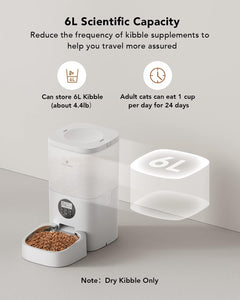 PetLibro - 6L Automatic Pet Feeder with Voice Recorder - Transparent White