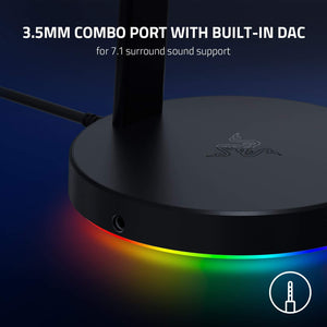 Razer - Base Station V2 Chroma USB Hub Headset Stand with USB 3.1 Hub and 7.1 Surround Sound powered by Chroma RGB - Black