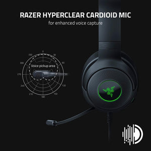 Razer - Kraken V3 X Wired USB Gaming Headset for PC - Black