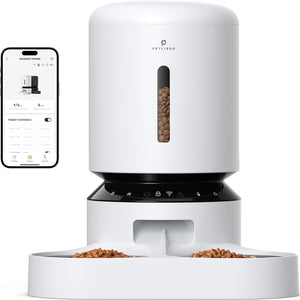 PetLibro - 5L Granary WiFi Automatic Pet Feeder with Dual Stainless Steel Food Tray and Voice Recorder - White