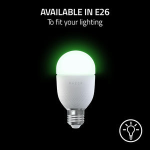 Razer - Aether Chroma RGB LED Light Bulb for Gamer Rooms - White