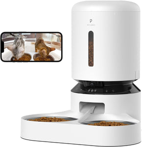 PetLibro - Granary WiFi Stainless Steel Dual Food Tray 5L Automatic Pet Feeder with Camera Monitoring - White