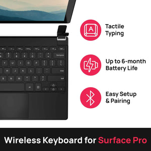 Brydge 12.3 Pro+ Wireless Keyboard Type Cover with Precision Touchpad Compatible with Microsoft Surface Pro - Black