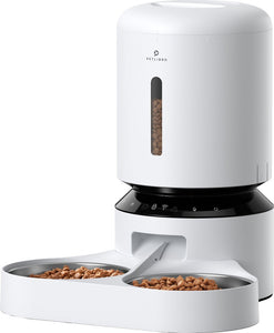 PetLibro - 5L Granary WiFi Automatic Pet Feeder with Dual Stainless Steel Food Tray and Voice Recorder - White