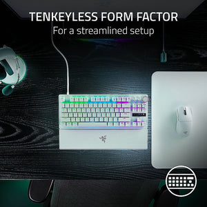 Razer - Huntsman V3 Pro TKL Wired Analog Optical Esports Keyboard with with Snap Tap Mode Rapid Trigger and Adjustable Actuation - White