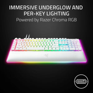 Razer - BlackWidow V4 Pro Full Size Wired Mechanical Green Switch Gaming Keyboard with Chroma RGB - White