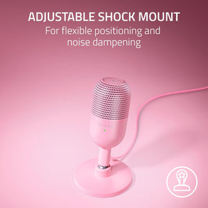 Razer - Seiren V3 Mini Wired Ultra-compact Condenser USB Microphone - Quartz Pink