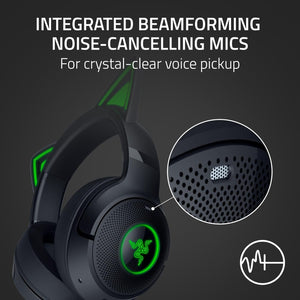 Razer - Kraken Kitty V2 Wireless Gaming Headset for PC, Mac, Mobile, and Tablet - Black