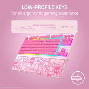 Razer - Ornata V3 TKL Wired Mecha-Membrane Gaming Keyboard with Chroma RGB Backlighting - Pink Hello Kitty Edition