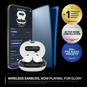 SteelSeries - Arctis GameBuds True Wireless Noise Cancelling Gaming Earbuds for PS5, PS4, PC, Switch - White