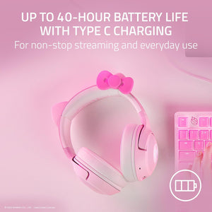 Razer - Kraken Kitty V2 BT Wireless Gaming Headset with Chroma RGB - Hello Kitty Edition - Pink