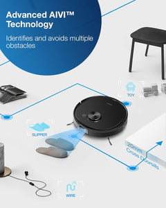 ECOVACS Robotics - DEEBOT T8 AIVI Vacuum & Mop Robot with Advanced Laser Mapping and AI Object Recognition - Black
