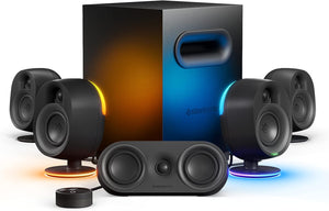 SteelSeries - Arena 9 5.1 Bluetooth Gaming Speakers with RGB Lighting (6 Piece) - Black