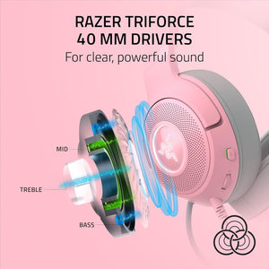 Razer - Kraken Kitty V2 Wired Gaming Headset with Chroma RGB Lighting - Quartz