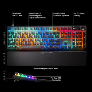 SteelSeries - Apex Pro Gen 3 Full Size Wired HyperMagnetic Gaming Keyboard – With Rapid Tap, Rapid Trigger, Adjustable Actuation - Black