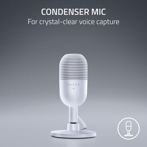 Razer - Seiren V3 Mini Wired Ultra-compact Condenser USB Microphone - White