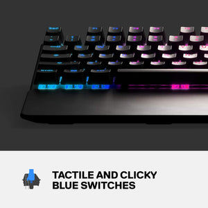 SteelSeries - Apex 7 Full Size Wired Mechanical Blue Tactile and Clicky Switch Gaming Keyboard with RGB Backlighting - Black