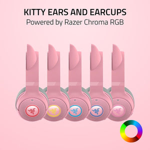 Razer - Kraken Kitty V2 BT Wireless Bluetooth RGB Headset with Kitty Ears - Quartz