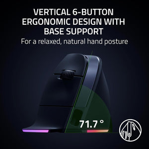 Razer - Pro Click V2 Optical Wireless Gaming Mouse with Vertical 6-Button Ergonomic Design - Black