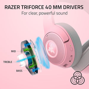 Razer - Kraken Kitty V2 BT Wireless Bluetooth RGB Headset with Kitty Ears - Quartz