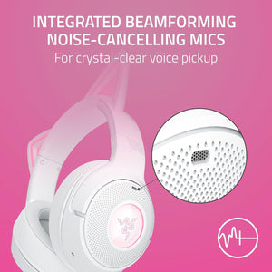 Razer - Kraken Kitty V2 Wireless Gaming Headset for PC, Mac, Mobile, and Tablet - White