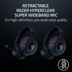 Razer - Kraken V4 Wireless Gaming Headset with 9 Zone Chroma RGB – For PC, Mac, PS5, Switch, Steam Deck, Smartphone - Black