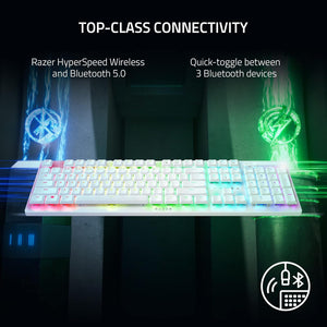 Razer - DeathStalker V2 Pro Wireless Clicky Purple Optical Switch RGB Gaming Keyboard - White