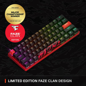 SteelSeries - Apex 9 Mini 60% Wired OptiPoint Adjustable Actuation Switch Gaming Keyboard with RGB Lighting - FaZe Clan Limited Edition