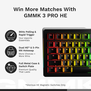 Glorious GMMK 3 PRO HE 75% Prebuilt Wired Mechanical Gaming Keyboard - Black