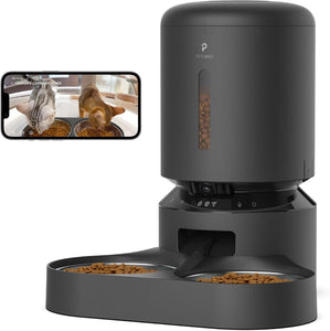 PetLibro - Granary WiFi Stainless Steel Dual Food Tray 5L Automatic Pet Feeder with Camera Monitoring - Black