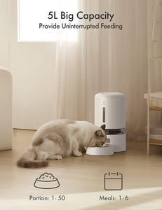 PetLibro - 5L Granary Stainless Steel Automatic Dog and Cat Feeder with Voice Recorder - White