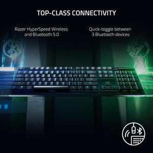 Razer - DeathStalker V2 Pro Wireless Clicky Purple Optical Switch RGB Gaming Keyboard - Black