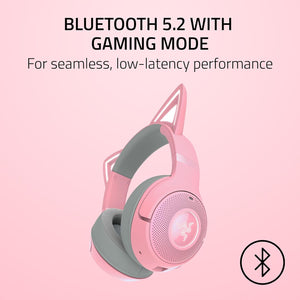 Razer - Kraken Kitty V2 BT Wireless Bluetooth RGB Headset with Kitty Ears - Quartz