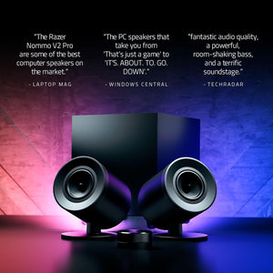 Razer Nommo V2 Pro Full-Range 2.1 PC Gaming Speakers with Wireless Subwoofer