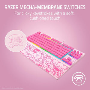 Razer - Ornata V3 TKL Wired Mecha-Membrane Gaming Keyboard with Chroma RGB Backlighting - Pink Hello Kitty Edition