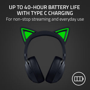Razer - Kraken Kitty V2 Wireless Gaming Headset for PC, Mac, Mobile, and Tablet - Black