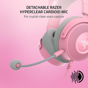 Razer - Kraken Kitty Edition V2 Pro Wired RGB Gaming Headset with Interchangeable Ears - Quartz Pink