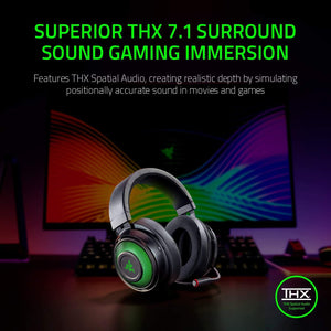 Razer - Kraken Ultimate Wired THX Spatial Audio Gaming Headset for PC with Chroma RGB Lighting - Classic Black