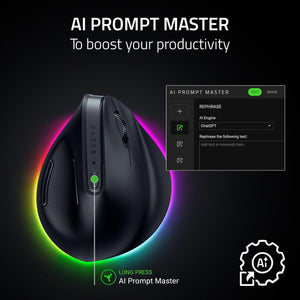 Razer - Pro Click V2 Optical Wireless Gaming Mouse with Vertical 6-Button Ergonomic Design - Black