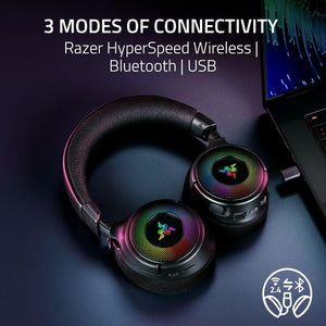 Razer - Kraken V4 Wireless Gaming Headset with 9 Zone Chroma RGB – For PC, Mac, PS5, Switch, Steam Deck, Smartphone - Black