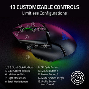 Razer - Basilisk V3 Pro 35K Wireless Ergonomic Gaming Mouse with HyperScroll Tilt Wheel and Chroma RGB Lighting - Black