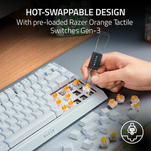 Razer - BlackWidow V4 75% Wired Orange Switch Gaming Keyboard with Hot-Swappable Design - White