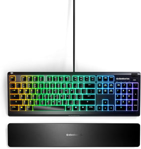SteelSeries - Apex 3 Full Size Wired Membrane Whisper Quiet Switch RGB Gaming Keyboard - Black
