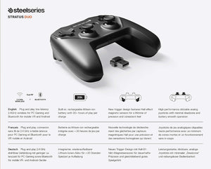 SteelSeries - Stratus Duo Wireless Gaming Controller for Windows, Chromebooks, Android, and Select VR Headsets - Black